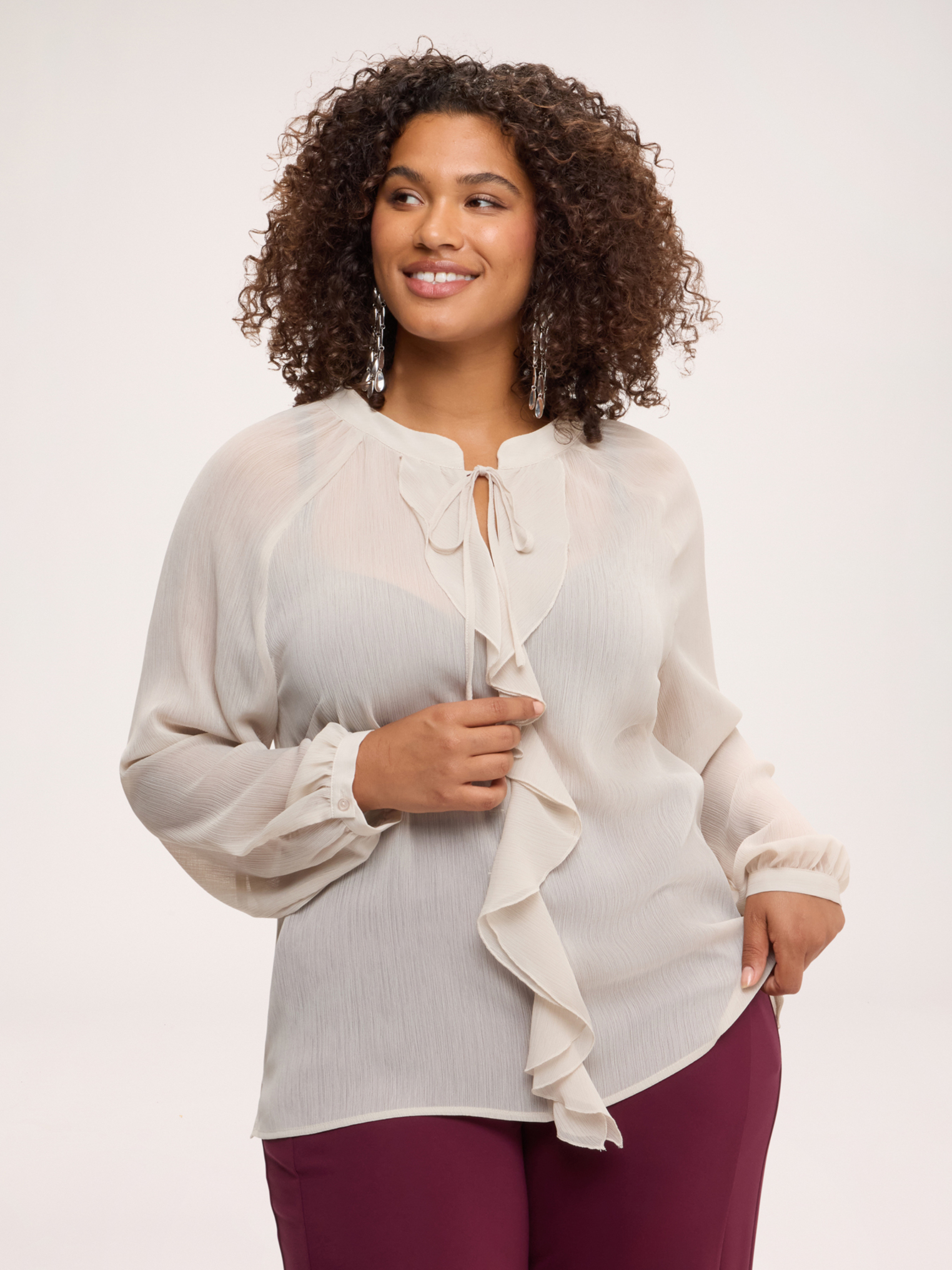 Blouse avec nœud et volant, FIORELLA RUBINO