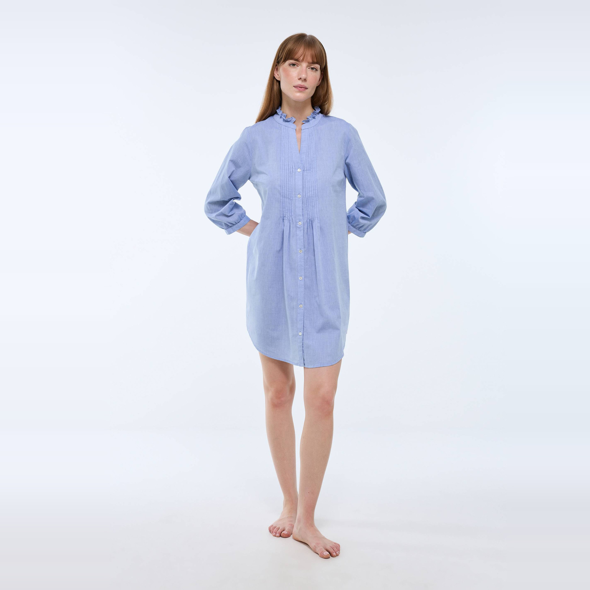 Chemise de nuit à manches longues en coton bio GOTS, MONOPRIX