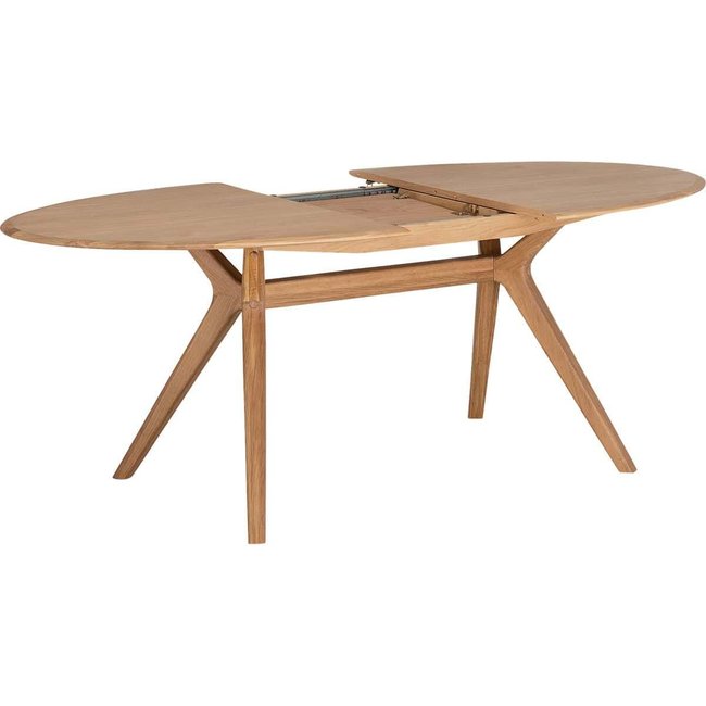 Table extensible 6 à 8 couverts en bois, CARMEN Couleur bois clair <span itemprop=