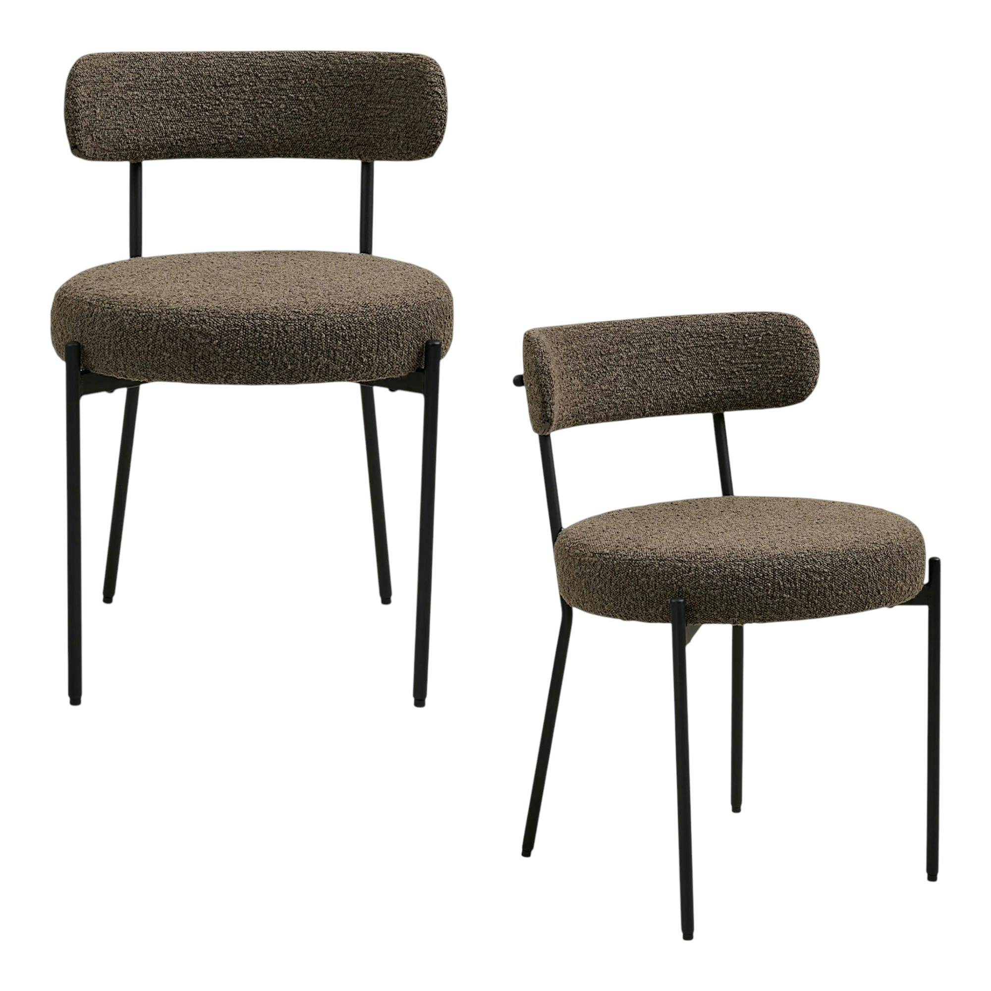 Chaise de salle à manger en bouclette marron (lot de 2) BERLIN, PIER IMPORT