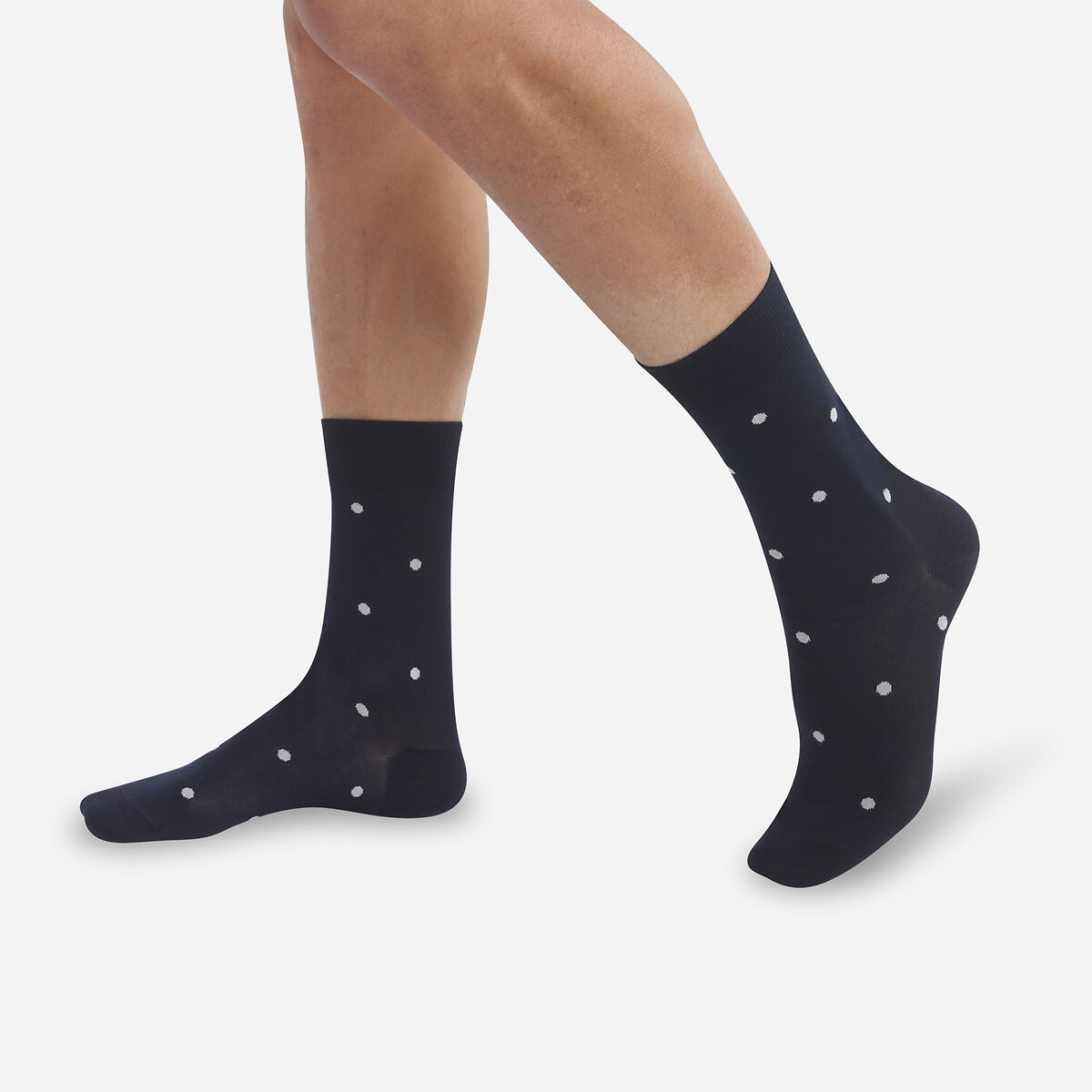 Image of Pack of Crew Socks in Polka Dot Lisle Cotton Mix
