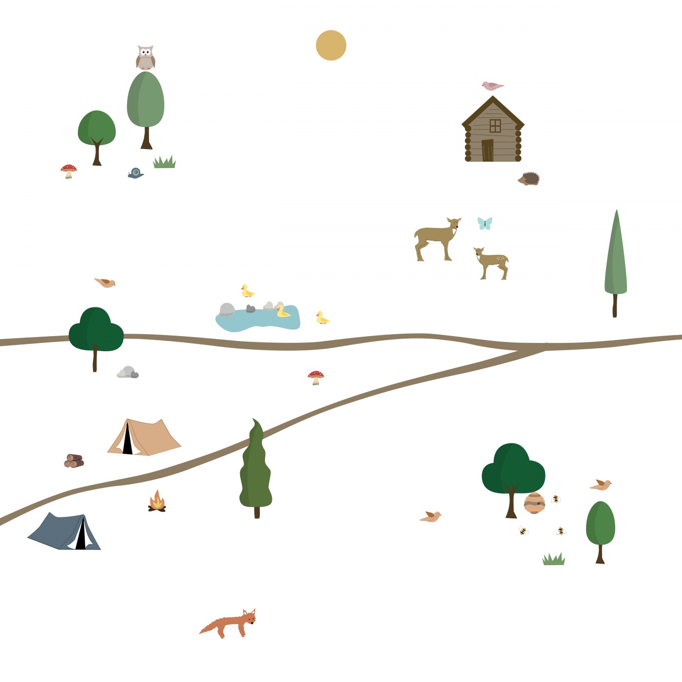 Sticker Mural Grande Frise Balade en Foret 6m, ARCHIV