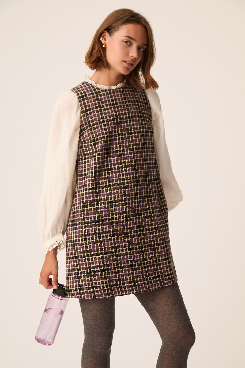 Korte, mouwloze jurk met ruitjesmotief, YTRINETTE, DES PETITS HAUTS