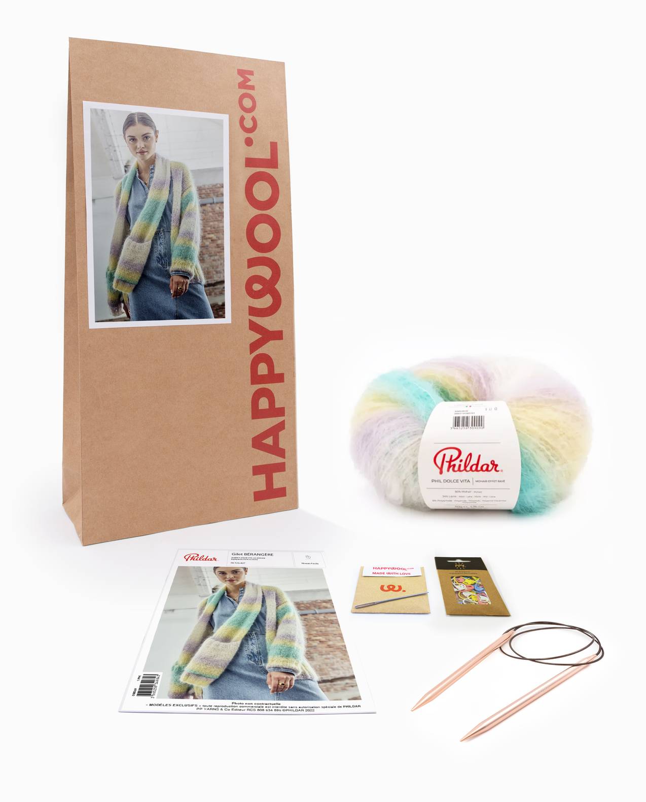 Kit Tricot Gilet Mohair Berangère, PHILDAR