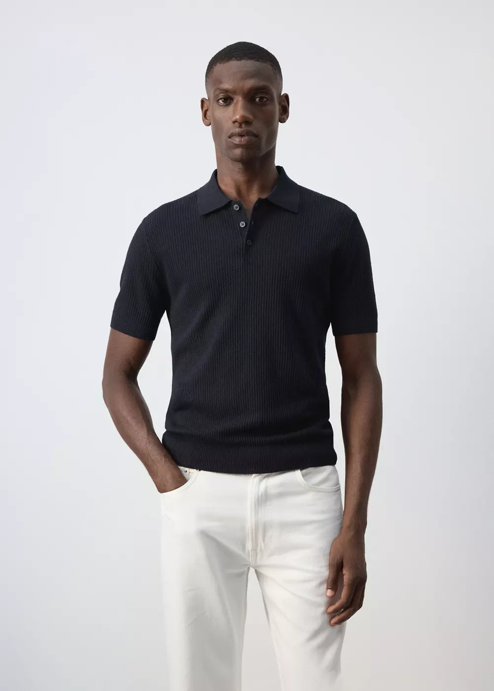 Polo maille fine côtelée, MANGO MAN