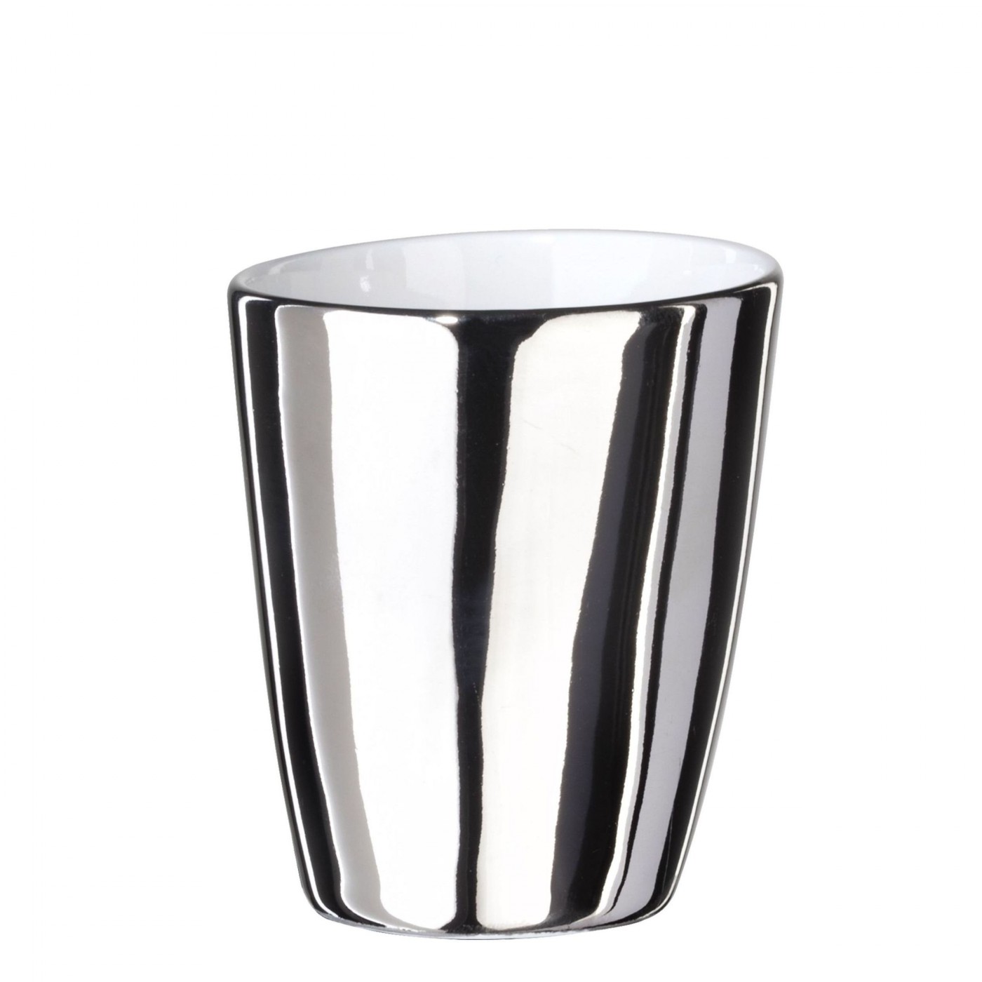 Tasse à Expresso Assoiffée Porcelaine Blanc Brillant et Platine Diam 5 cm, TSE ET TSE ASSOCIÉES
