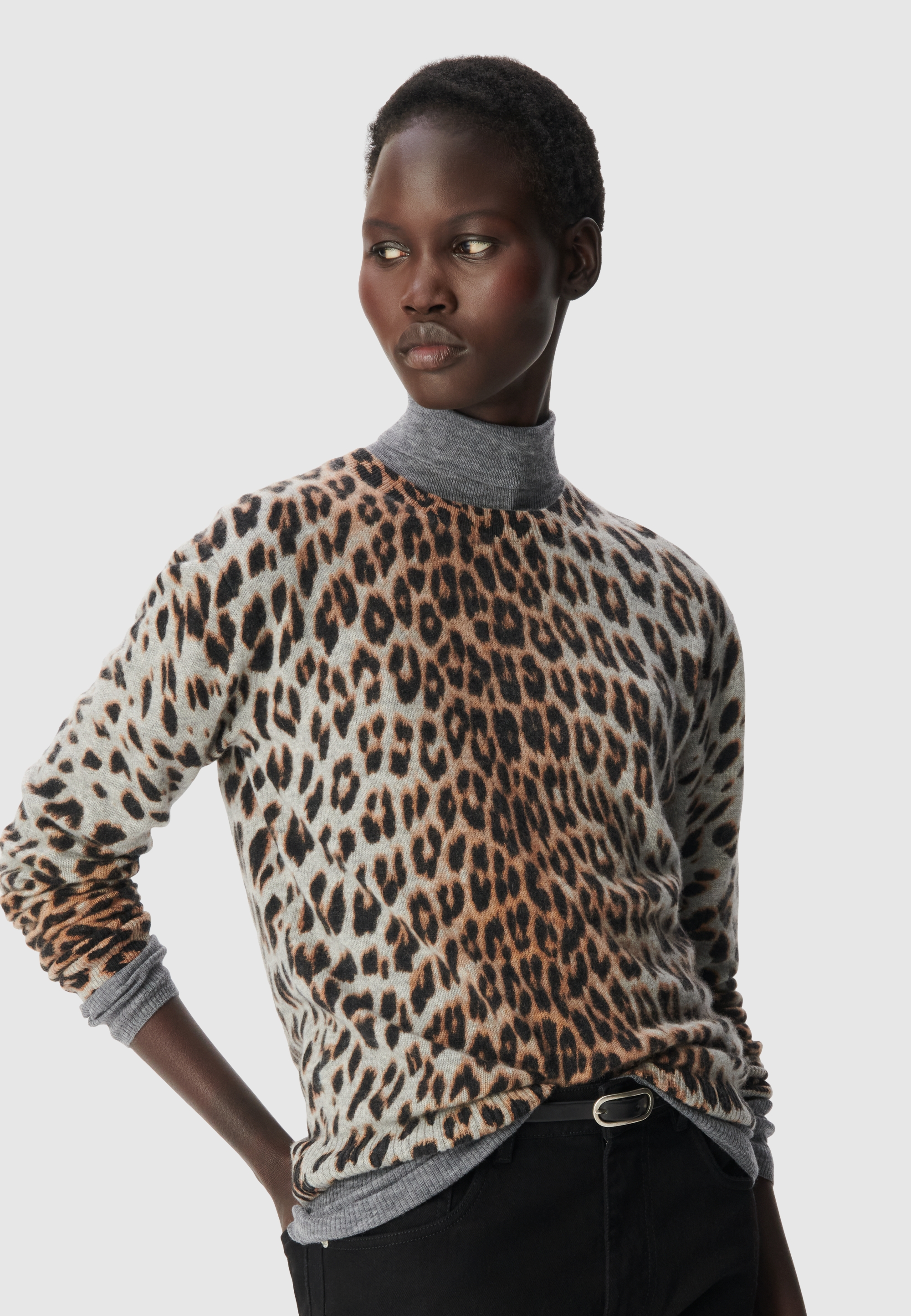 Pull tricot 100% cachemire motif léopard, IKKS