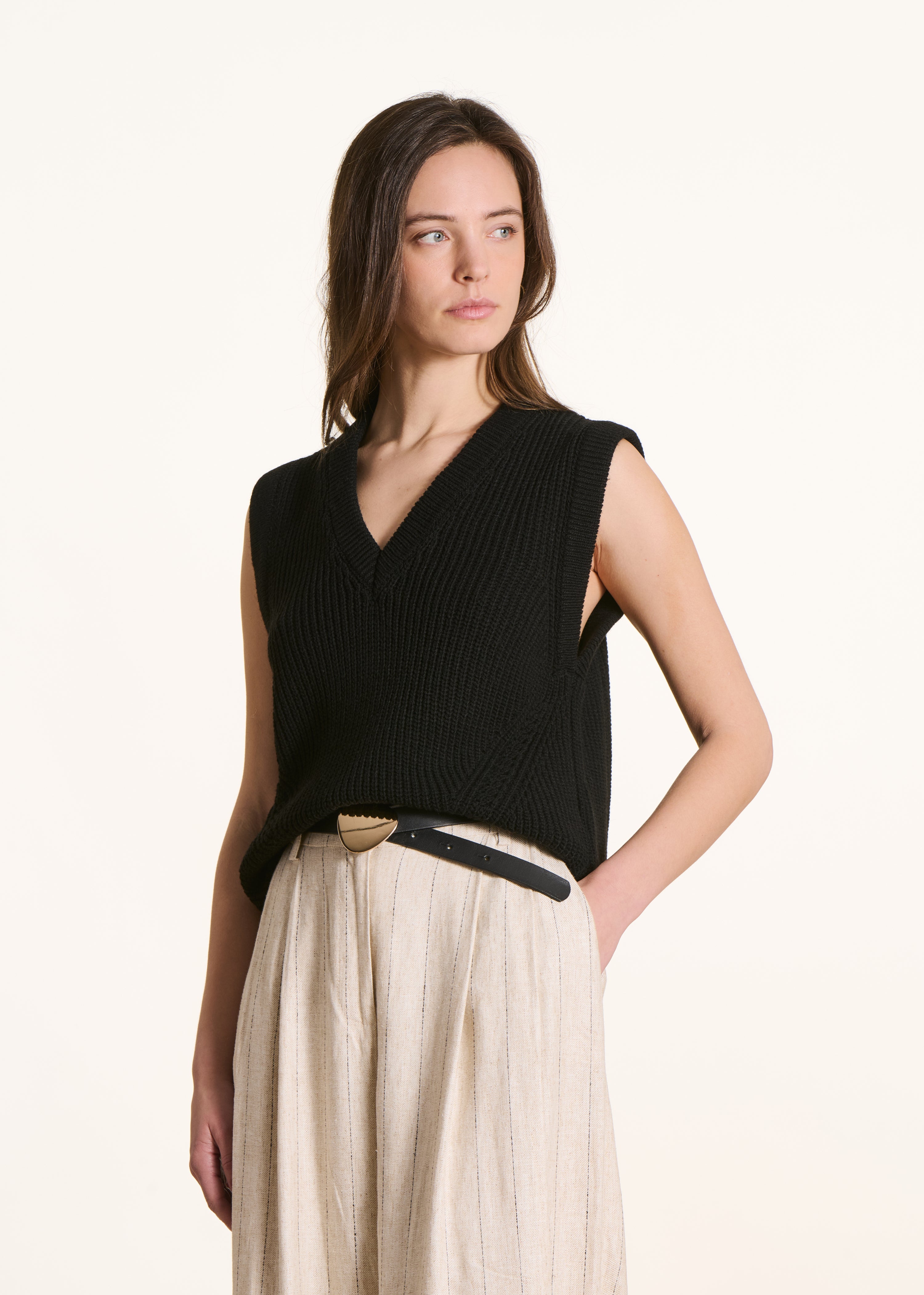 Pull sans manches col V, LA FEE MARABOUTEE