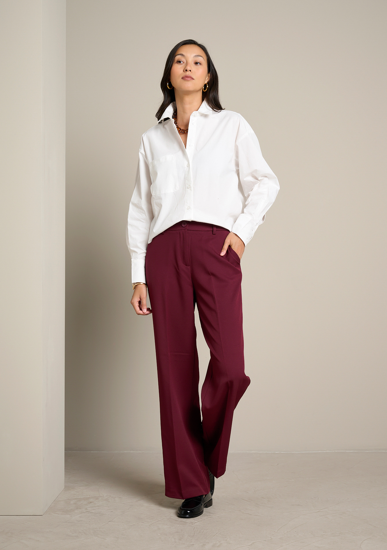 Pantalon large taille haute, LOLALIZA