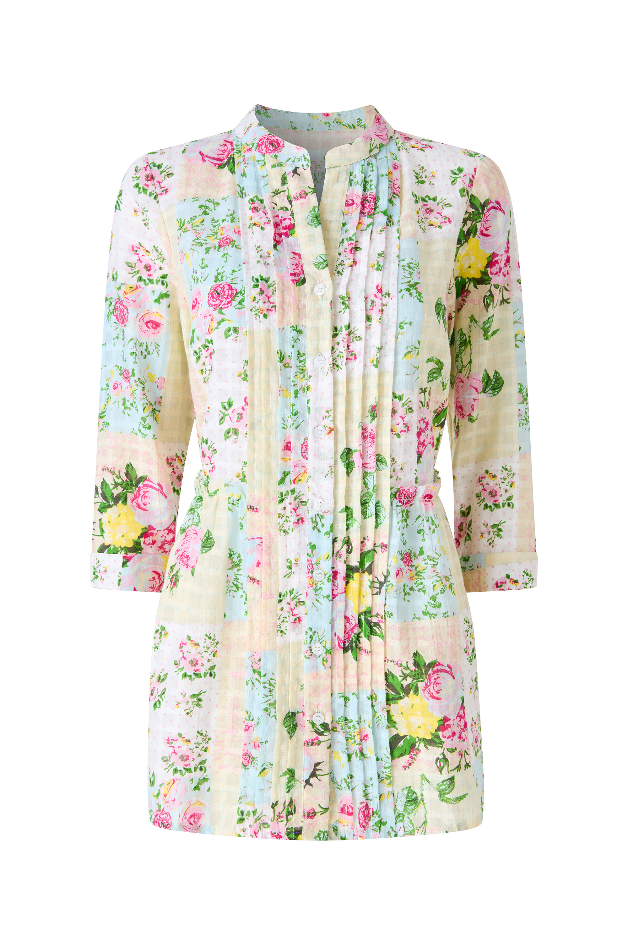 Blouse coton imprimé patchwork fleuri, JOE BROWNS