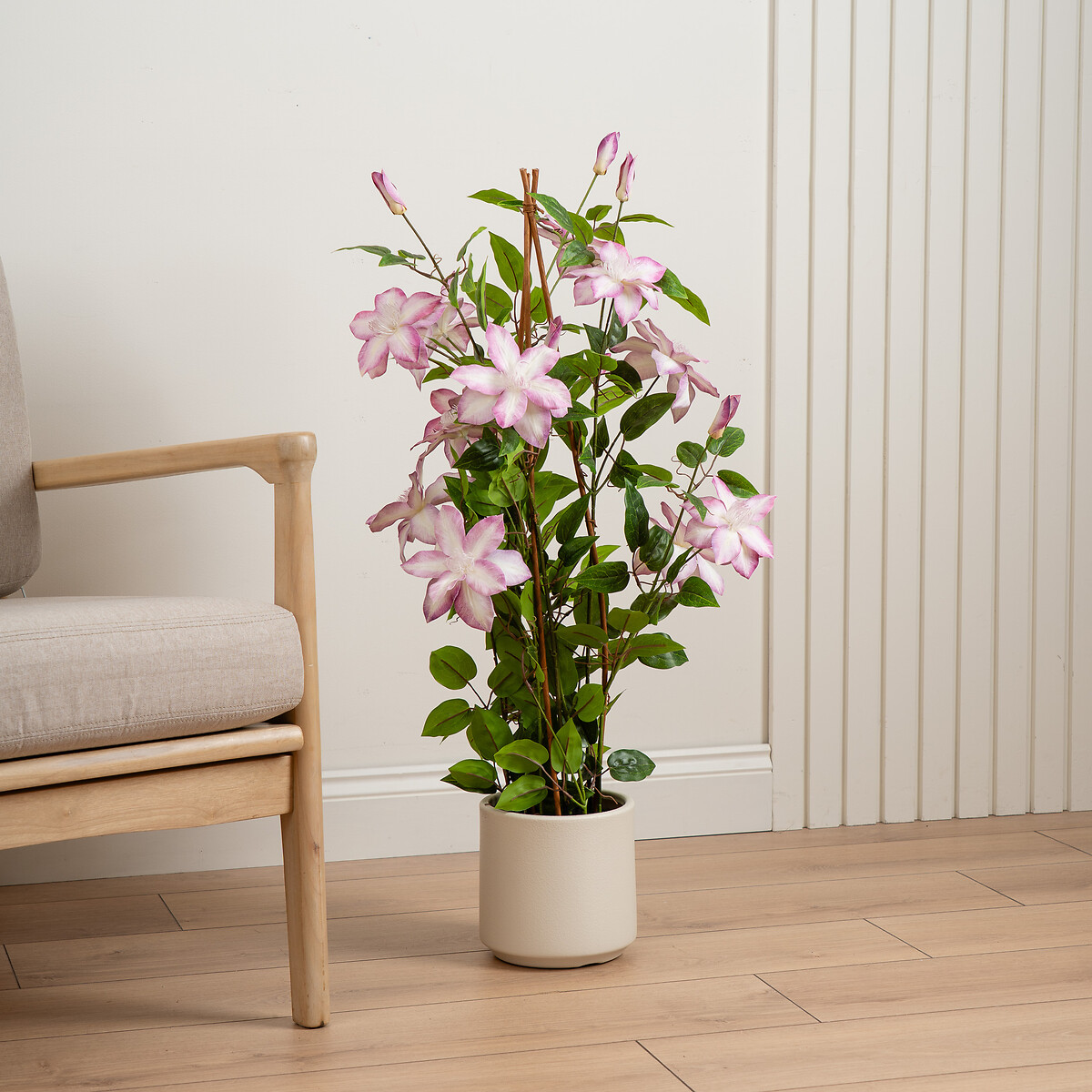 98cm Real Touch Climbing Clematis in White Pot, SO'HOME