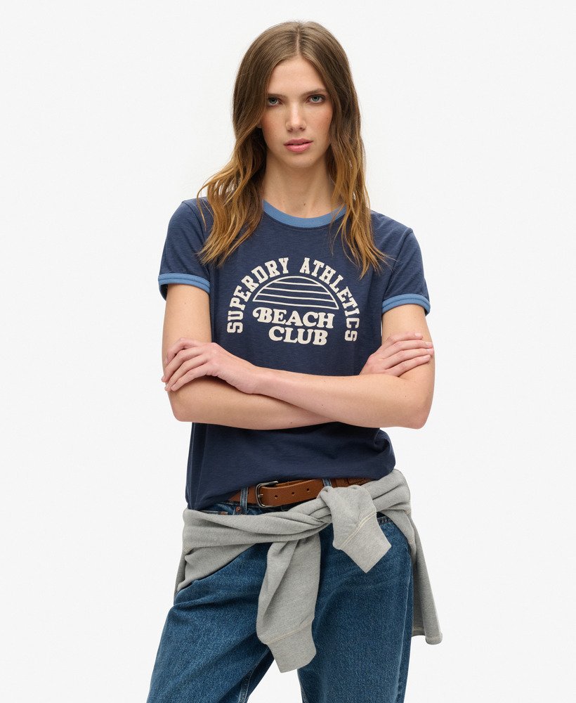Athletic Essentials Beach Graphic Ringer T-Shirt, SUPERDRY