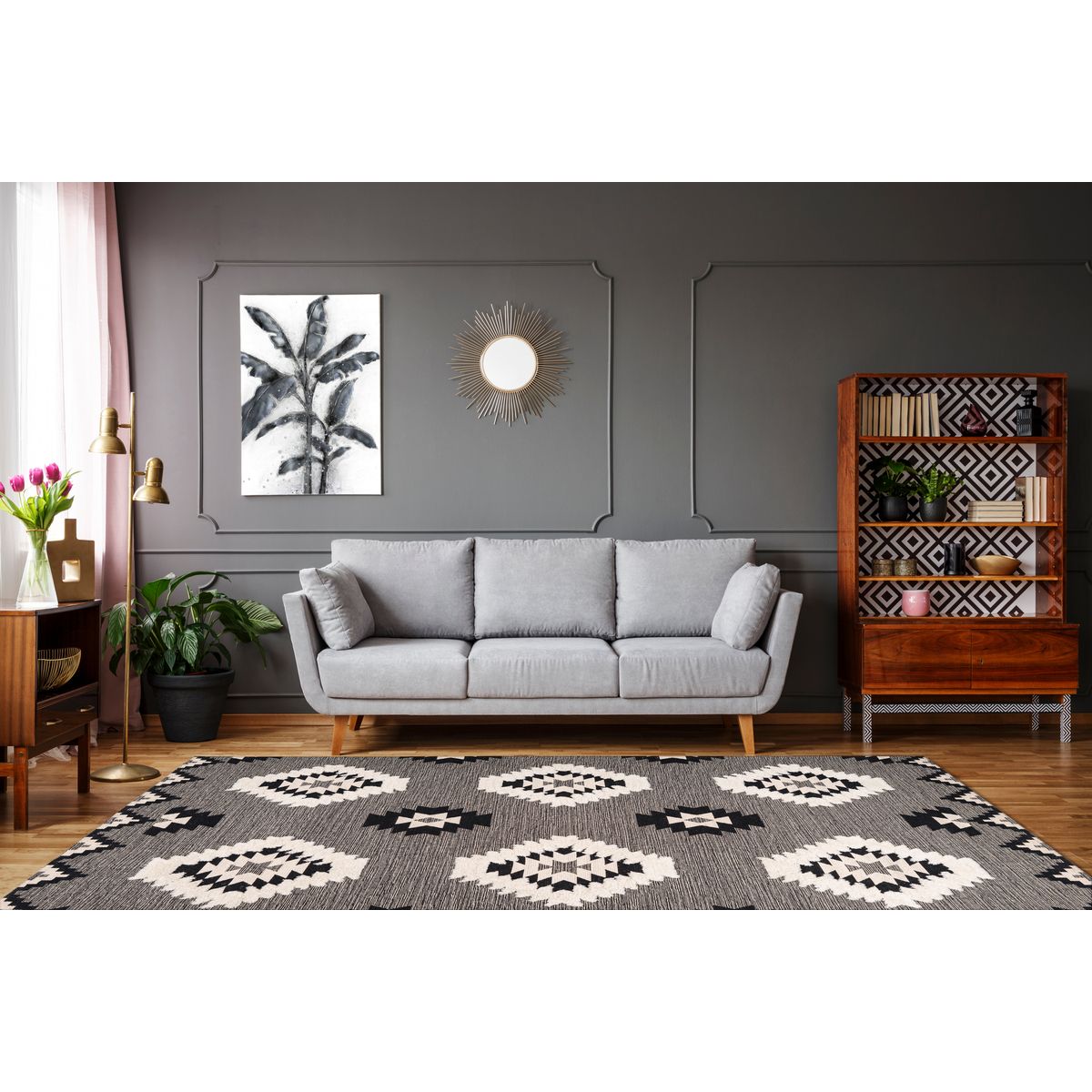 tapis contemporain, au motif en zigzag