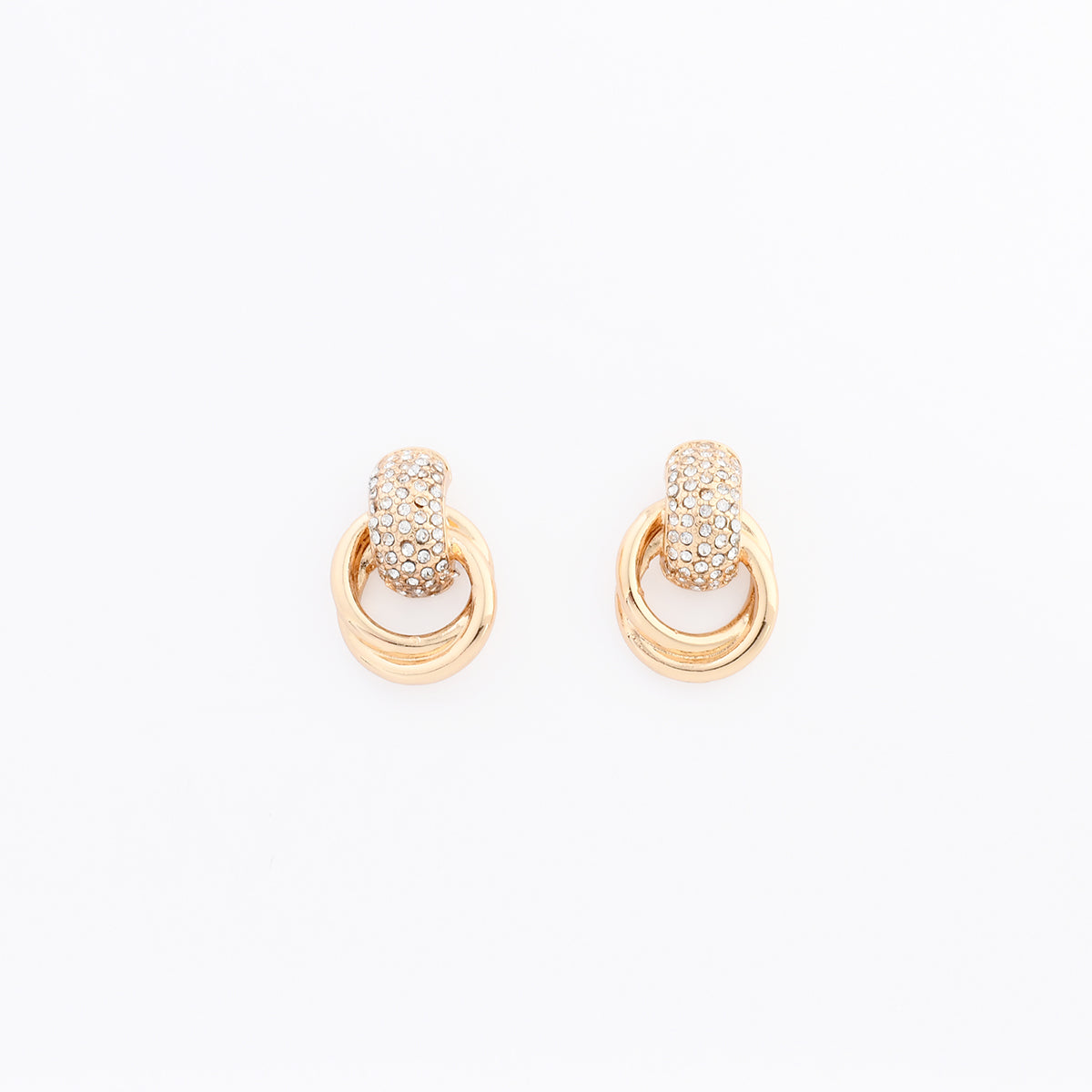 Boucles d'oreilles nœud doré à strass, BALABOOSTE