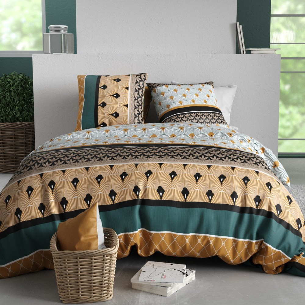 Housse De Couette 100% Coton 57 Fils + 2 Taies D'oreiller, DECORATIE