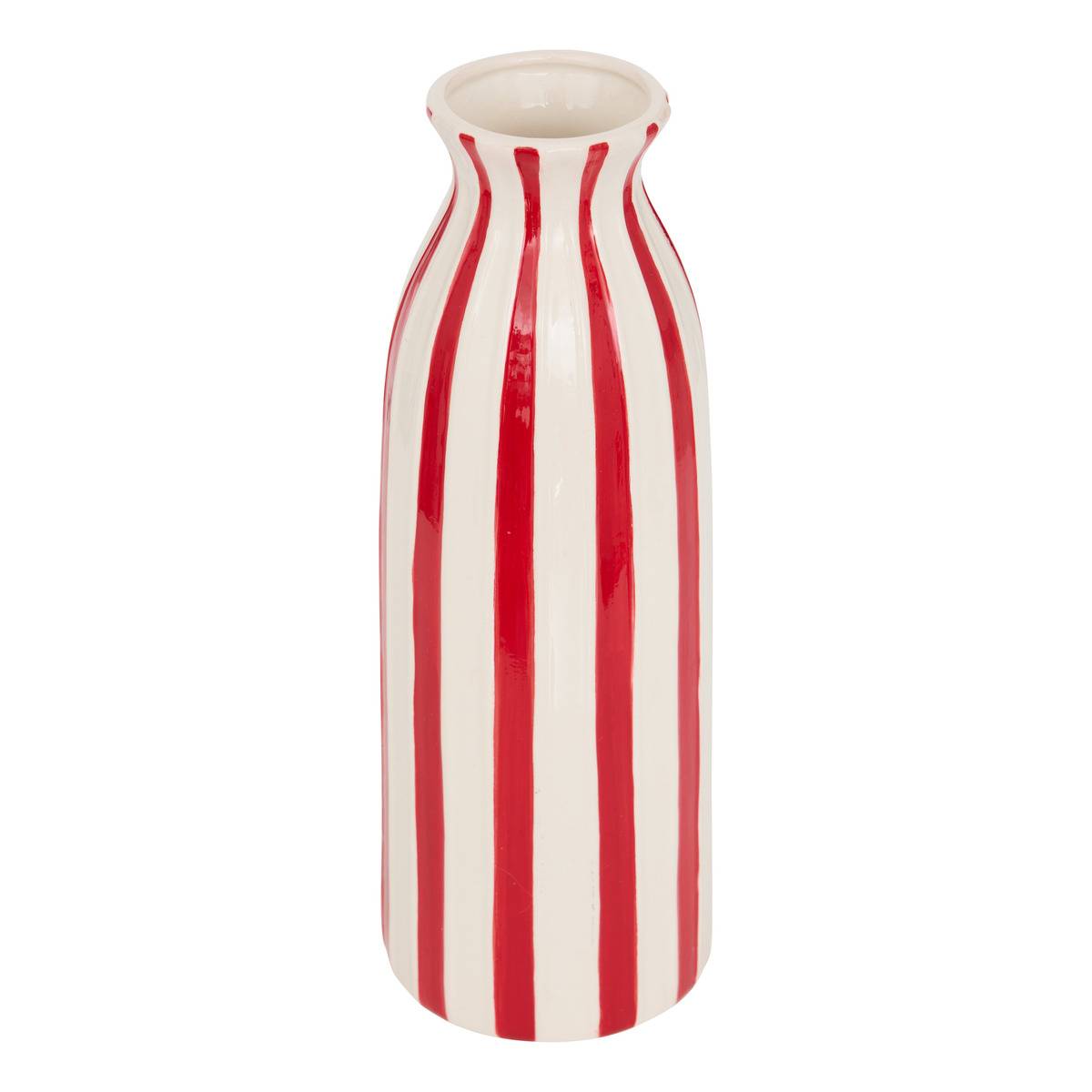 Vase de Noël en céramique rayé rouge et blanc H. 35 cm, FEERIC LIGHTS & CHRISTMAS
