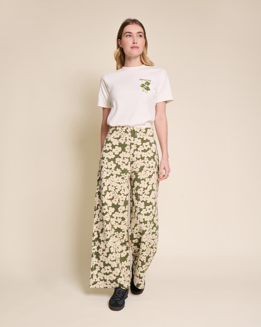 Pantalon en coton bio imprimé fleuri, PAULINE, EMOI EMOI