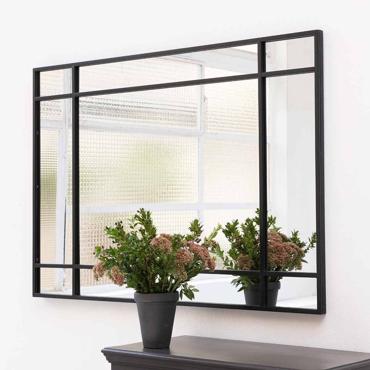 Miroir industriel métal style verrière LOLA noir 76x116cm