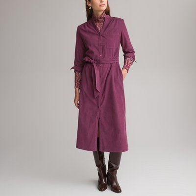 Corduroy Shift Dress with Long Sleeves ANNE WEYBURN