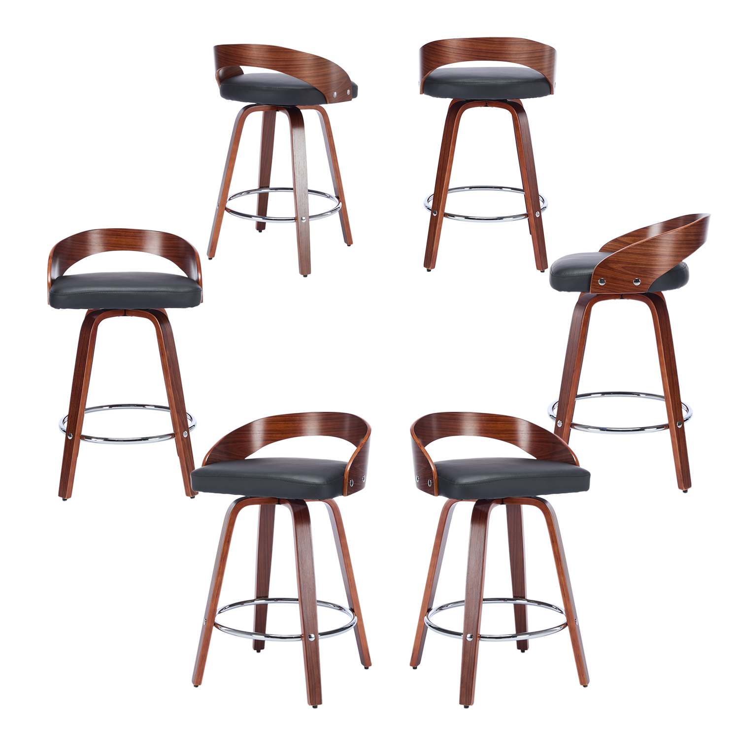 Lot de 6 tabourets de bar vintage pivotants, BORCHIA, MEUBLES COSY