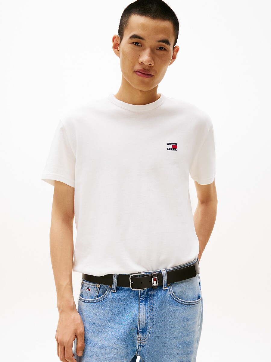 T-shirt col rond logo badge, TOMMY JEANS