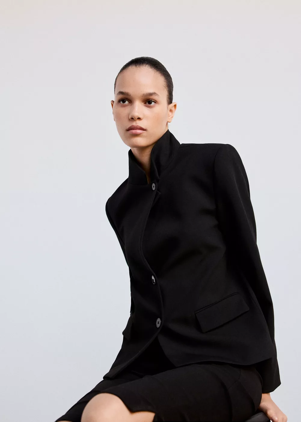 Blazer droit à col montant, MANGO