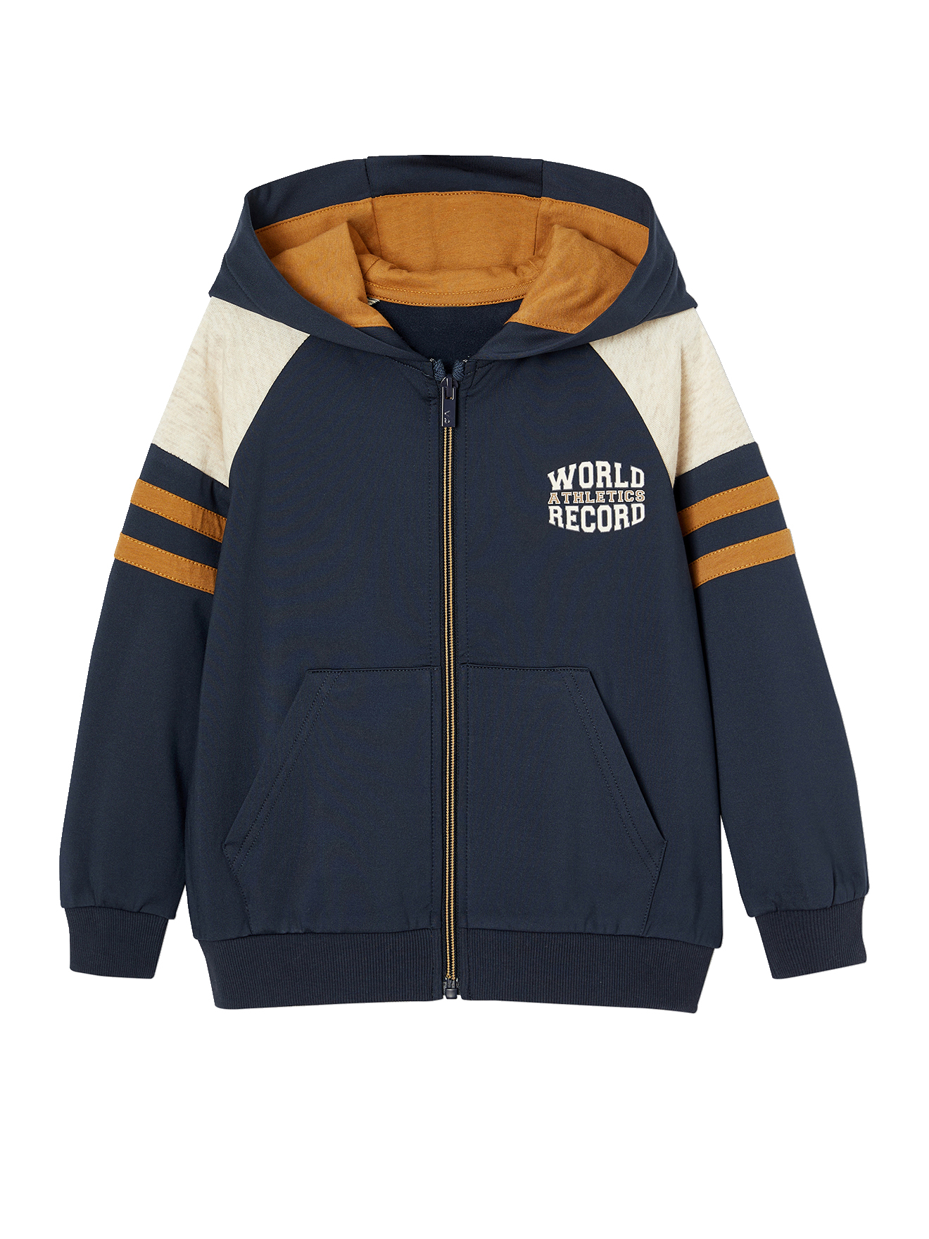 Sweat zippé à capuche sport manches raglan, VERTBAUDET