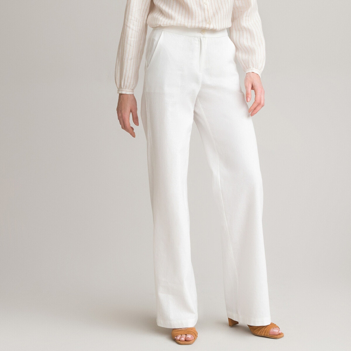 Pantalon blanc femme lin sale