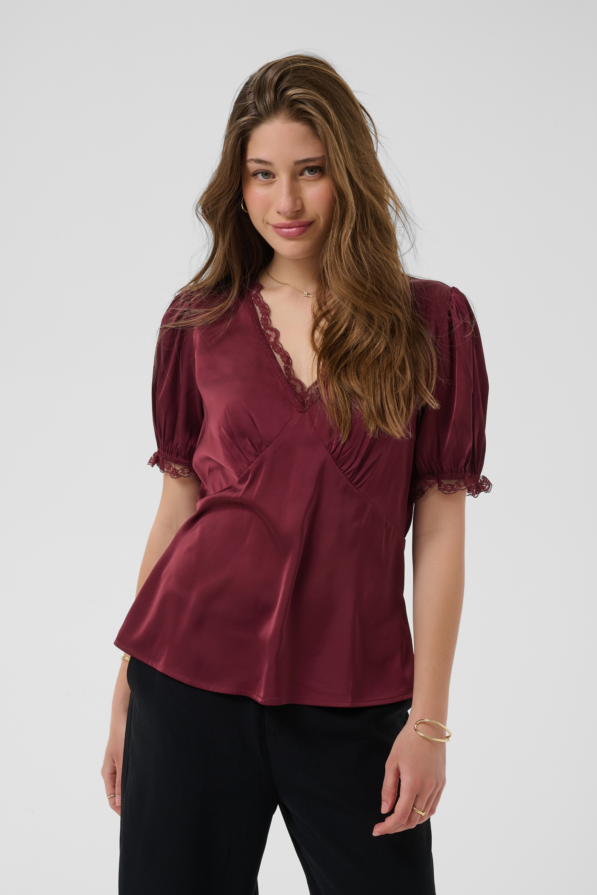 Blouse à manches courtes, CREAM
