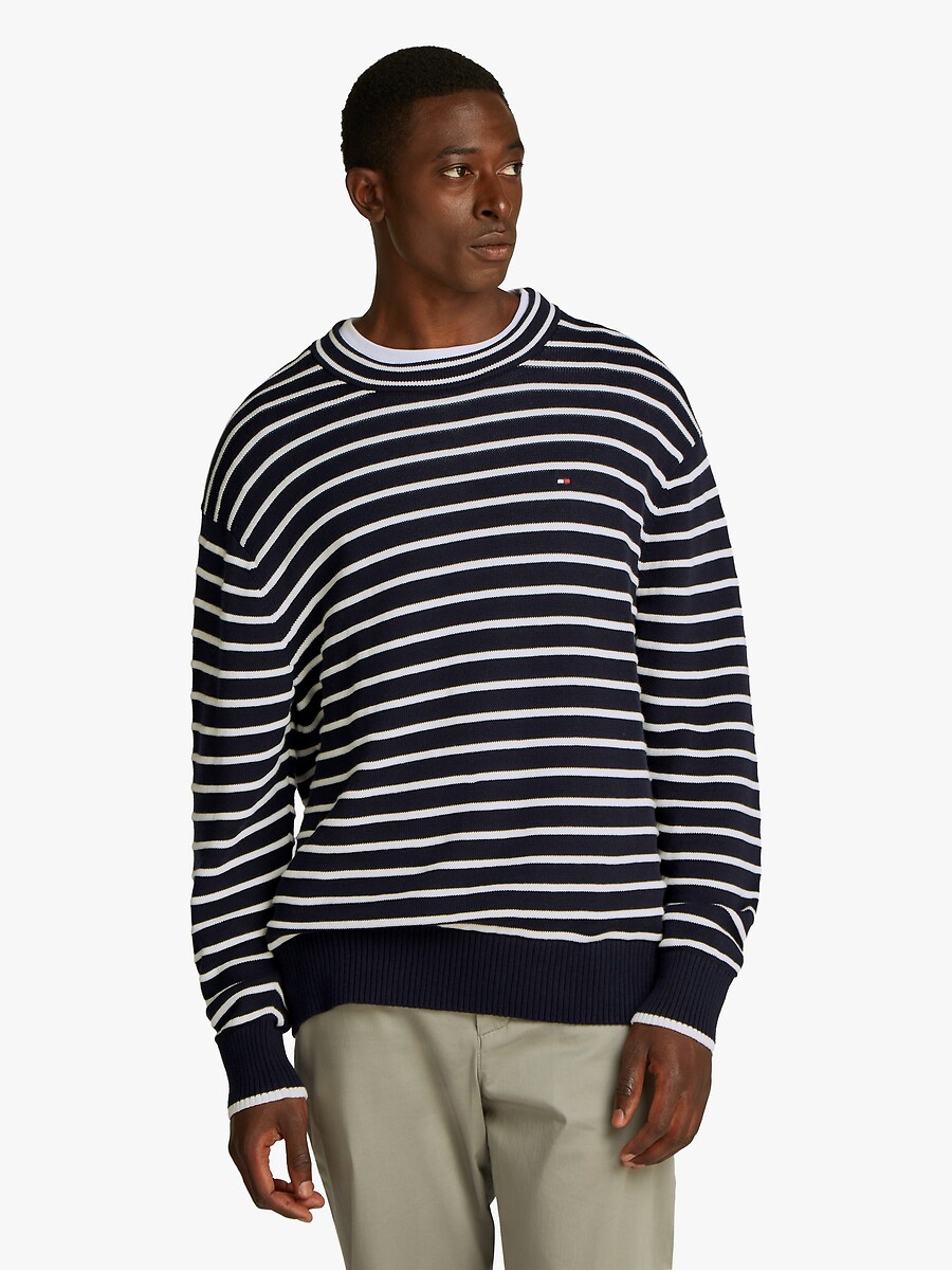 Pull col rond marinière