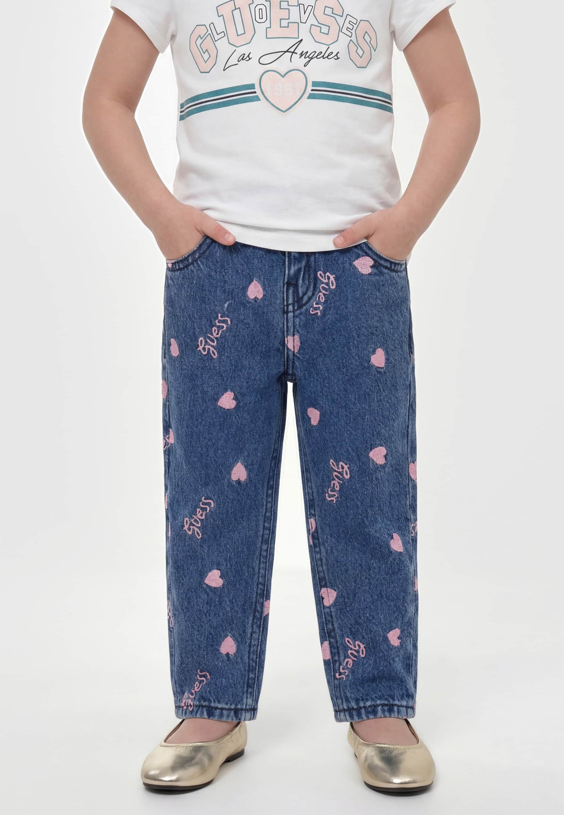 Jeans Brodés Mom Fit, GUESS KIDS