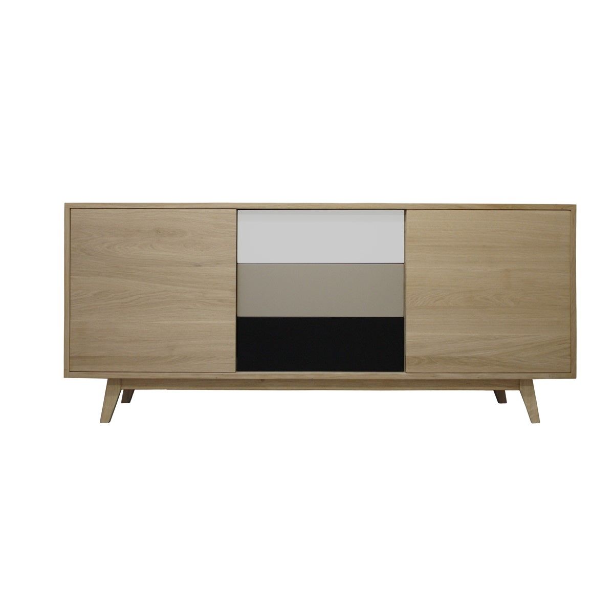 buffet chene massif et laque, 2 coulissants 3 tiroirs, made in france