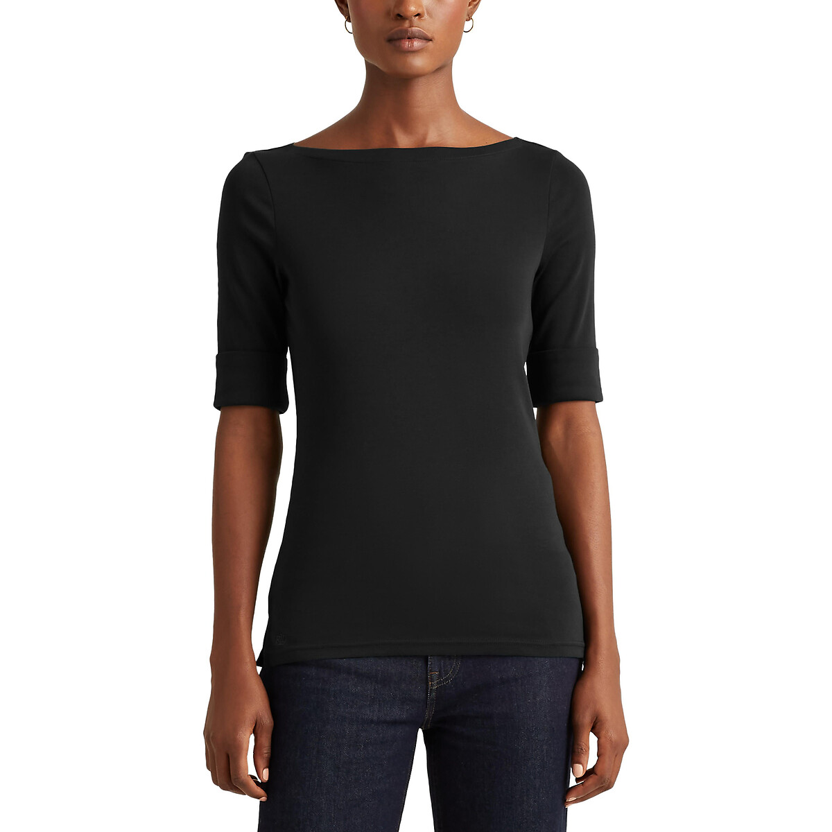 T-shirt collo a barchetta a maniche corte, LAUREN RALPH LAUREN