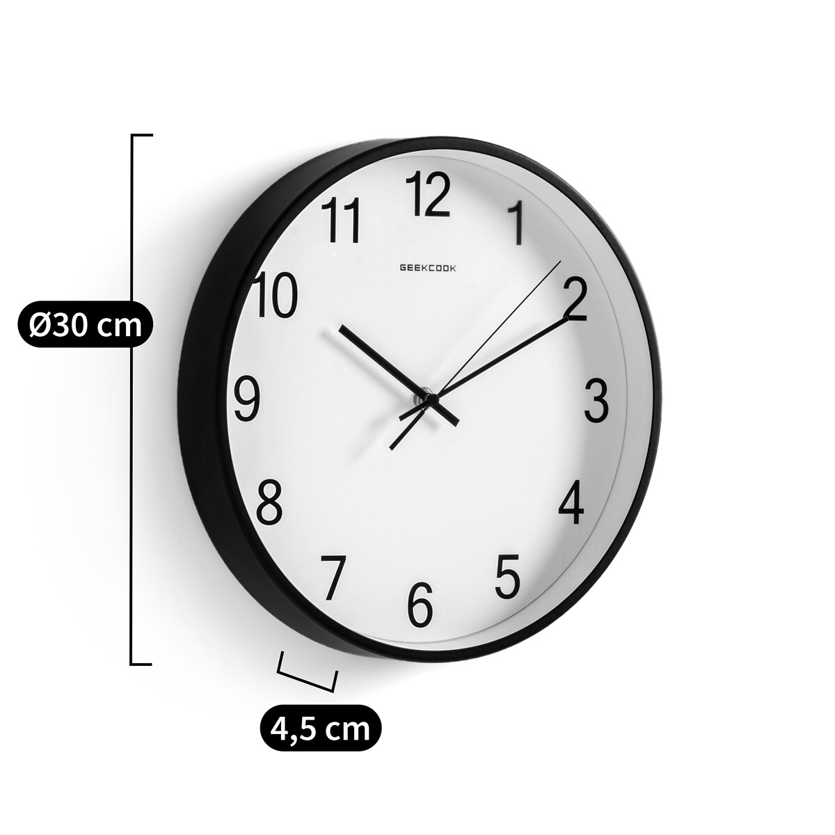 30cm diameter Contemporary Black White Monochrome Wall Clocks 