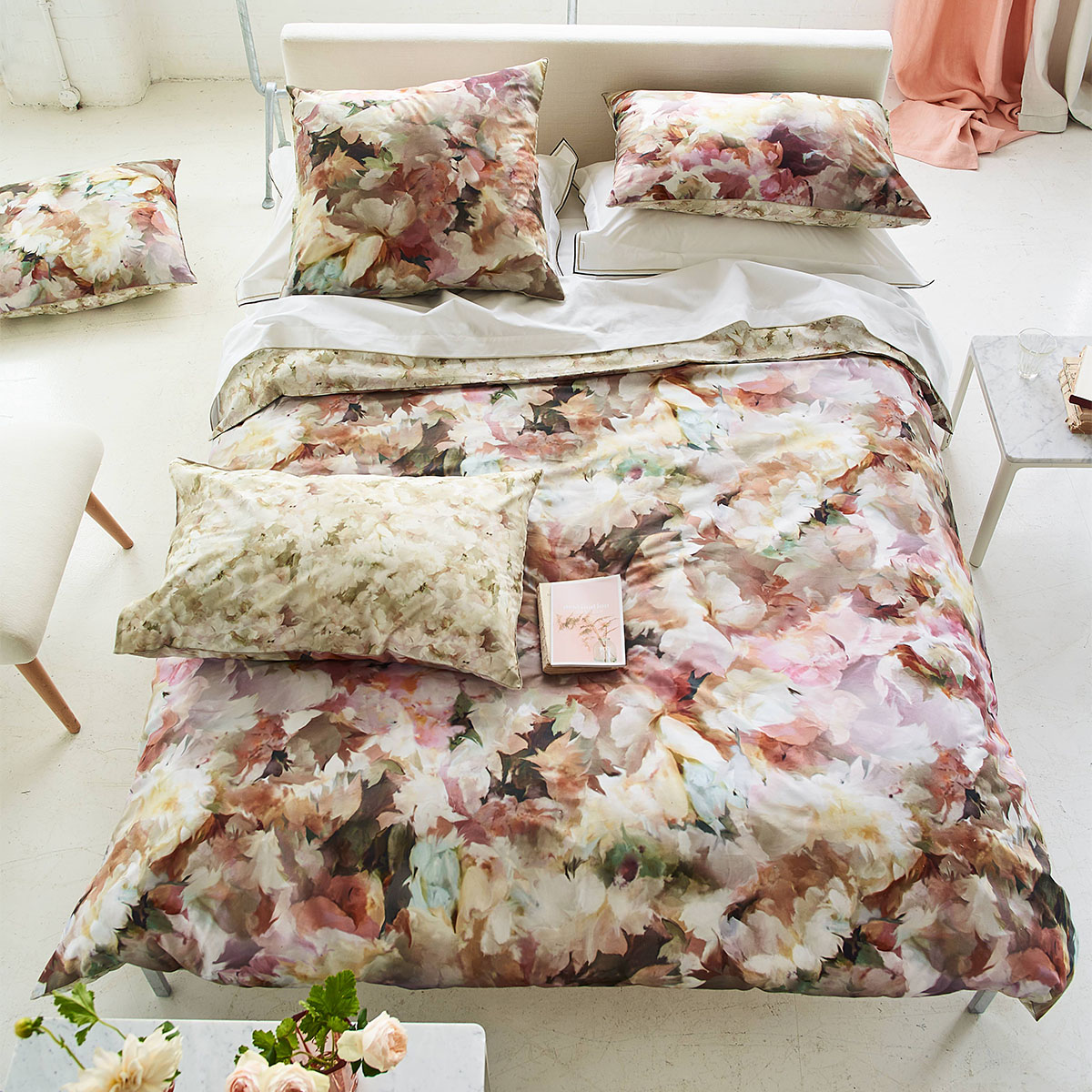 Housse de couette imprimée en percale de coton, FLEURS DE JOUR, DESIGNERS GUILD