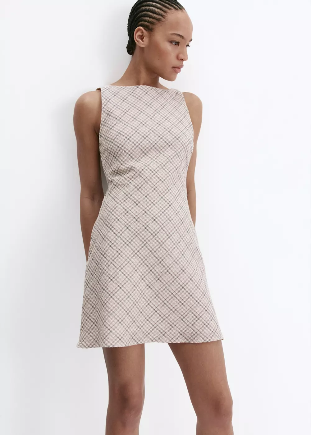 Robe à carreaux avec détail au dos, MANGO