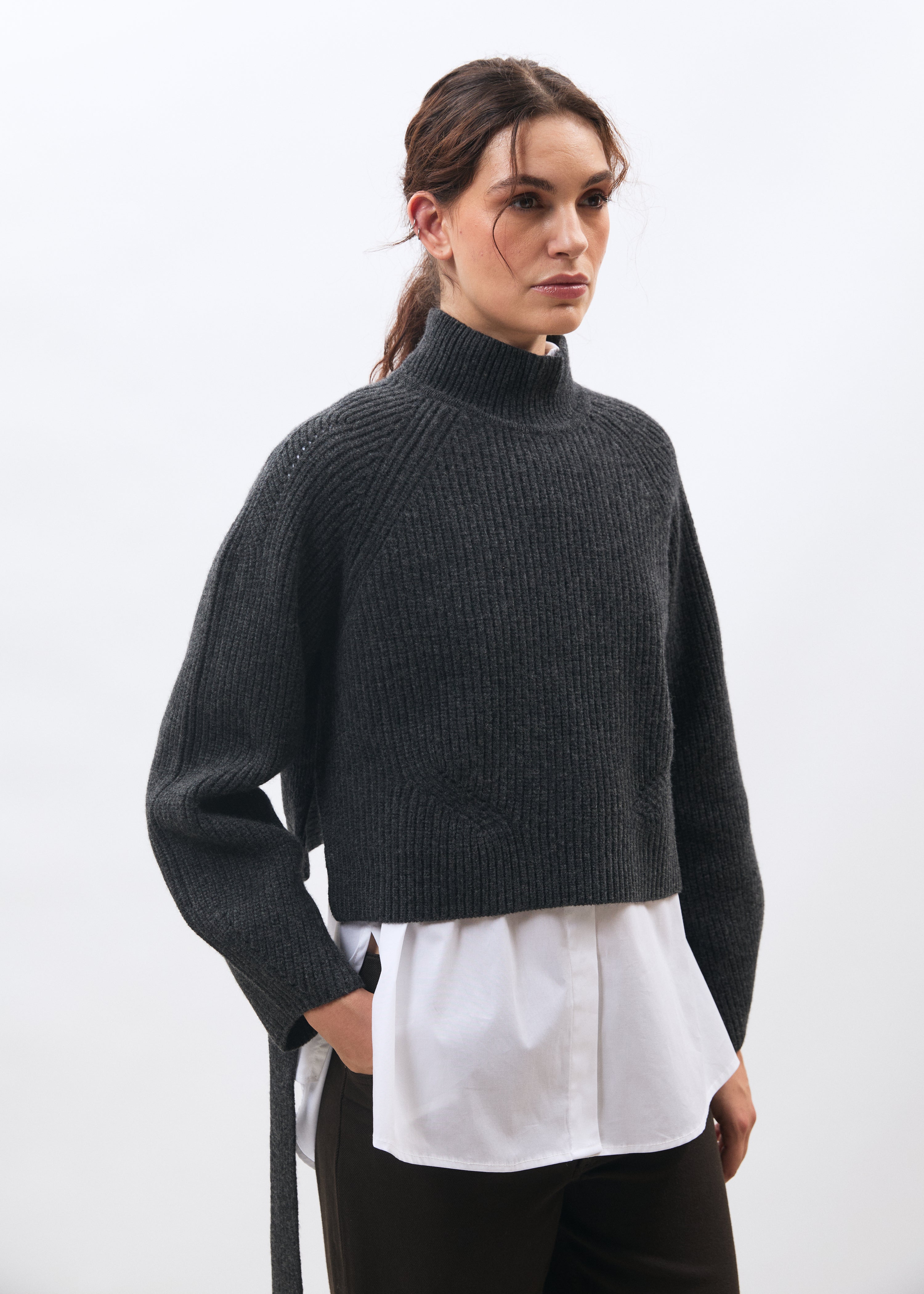 Pull en maille côtelée en laine, HUMILITY