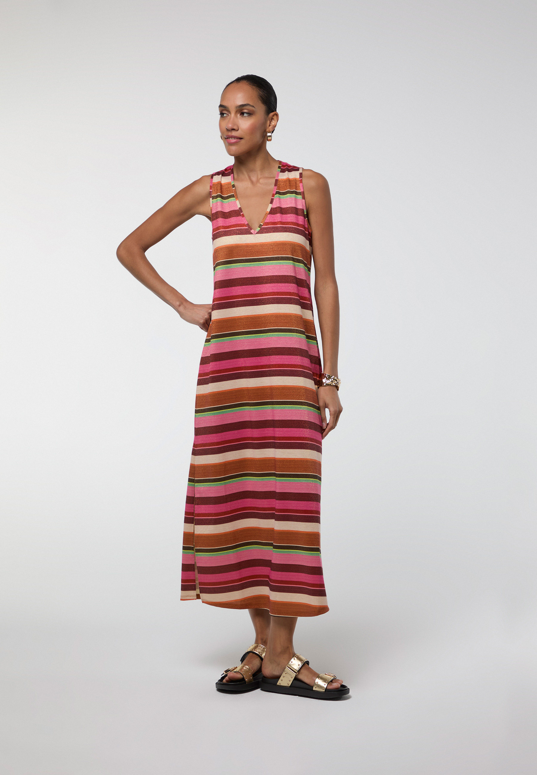 Robe longue rayée en fil textile, LOLA CASADEMUNT