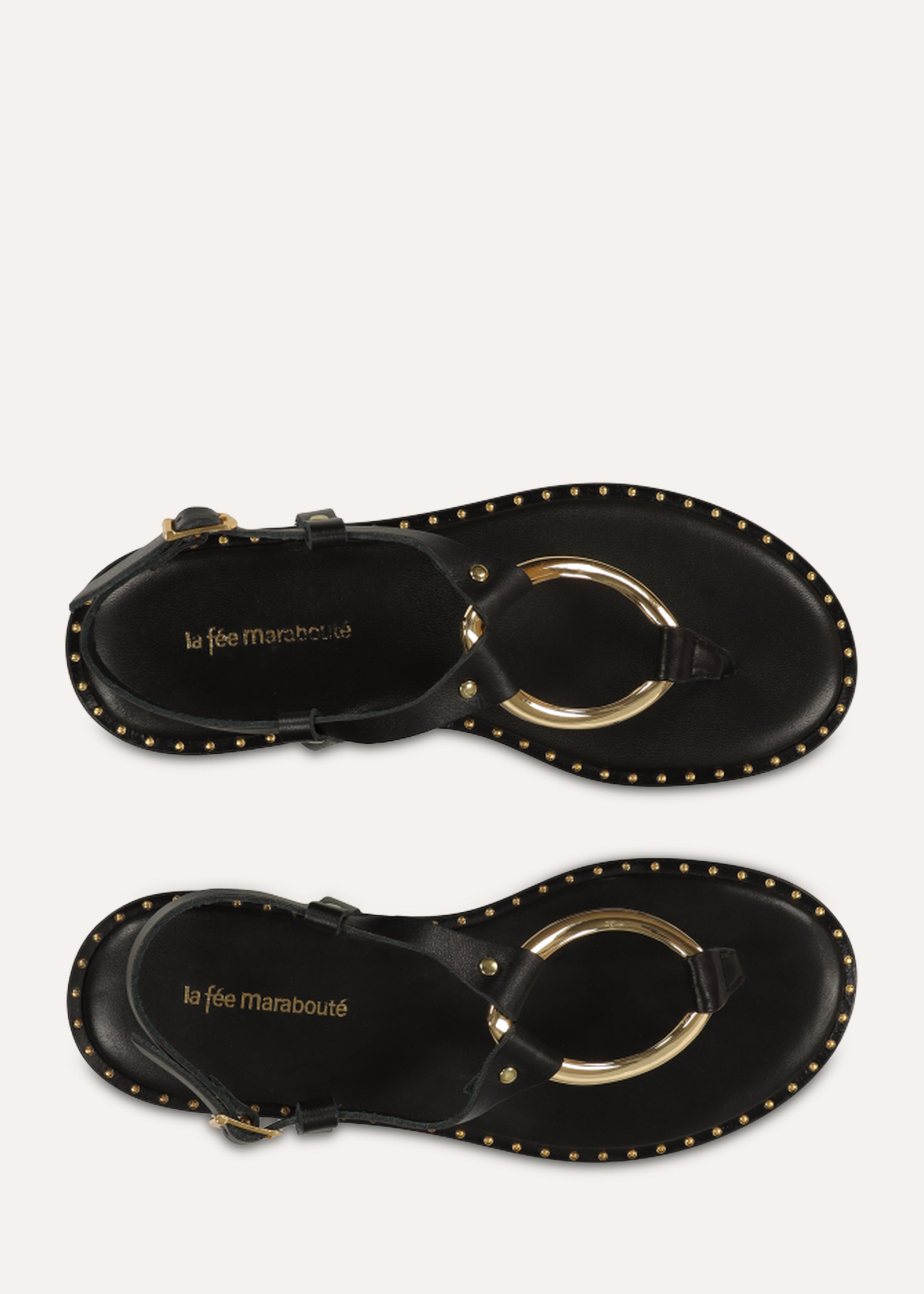 Sandales plates bijou en cuir, LA FEE MARABOUTEE