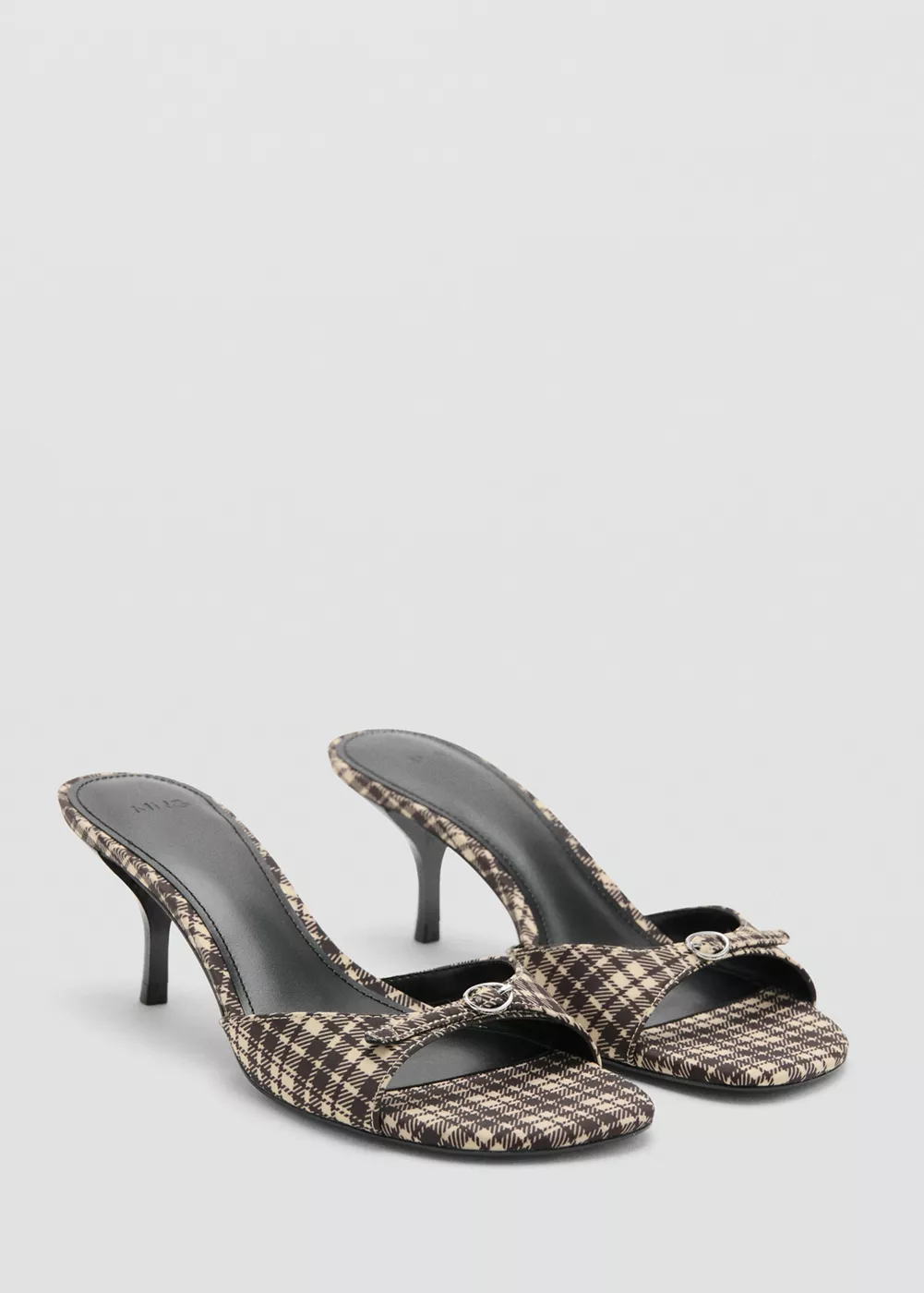 Sandales talon kitten à carreaux, MANGO