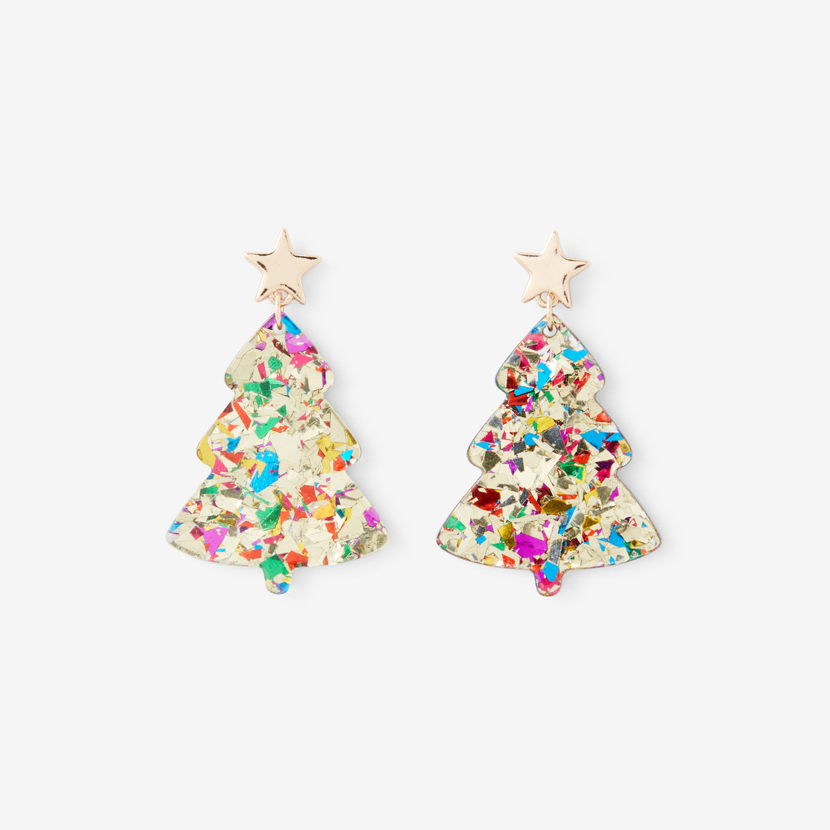 Boucles d'oreilles sapin pailletées multicolores, BALABOOSTE