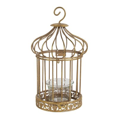 Cage à oiseaux photophore en métal doré MATHILDE M