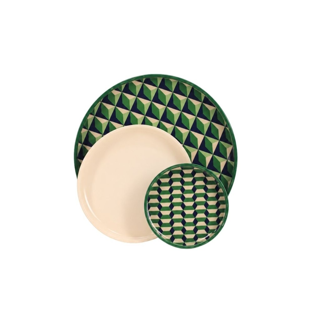 Set de 3 plateaux en métal laqué vert, BAZAR DE LUXE