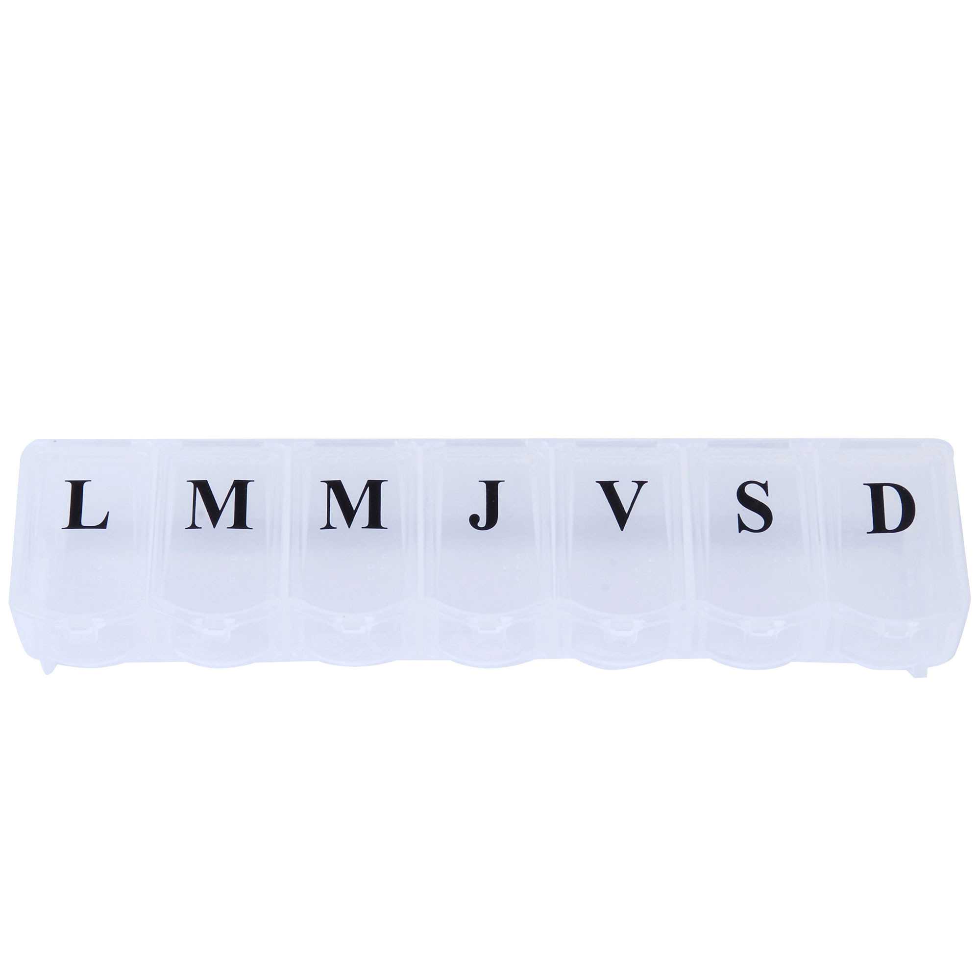 Pilulier 7 jours plastique transparent 16.5x4x3cm, WADIGA