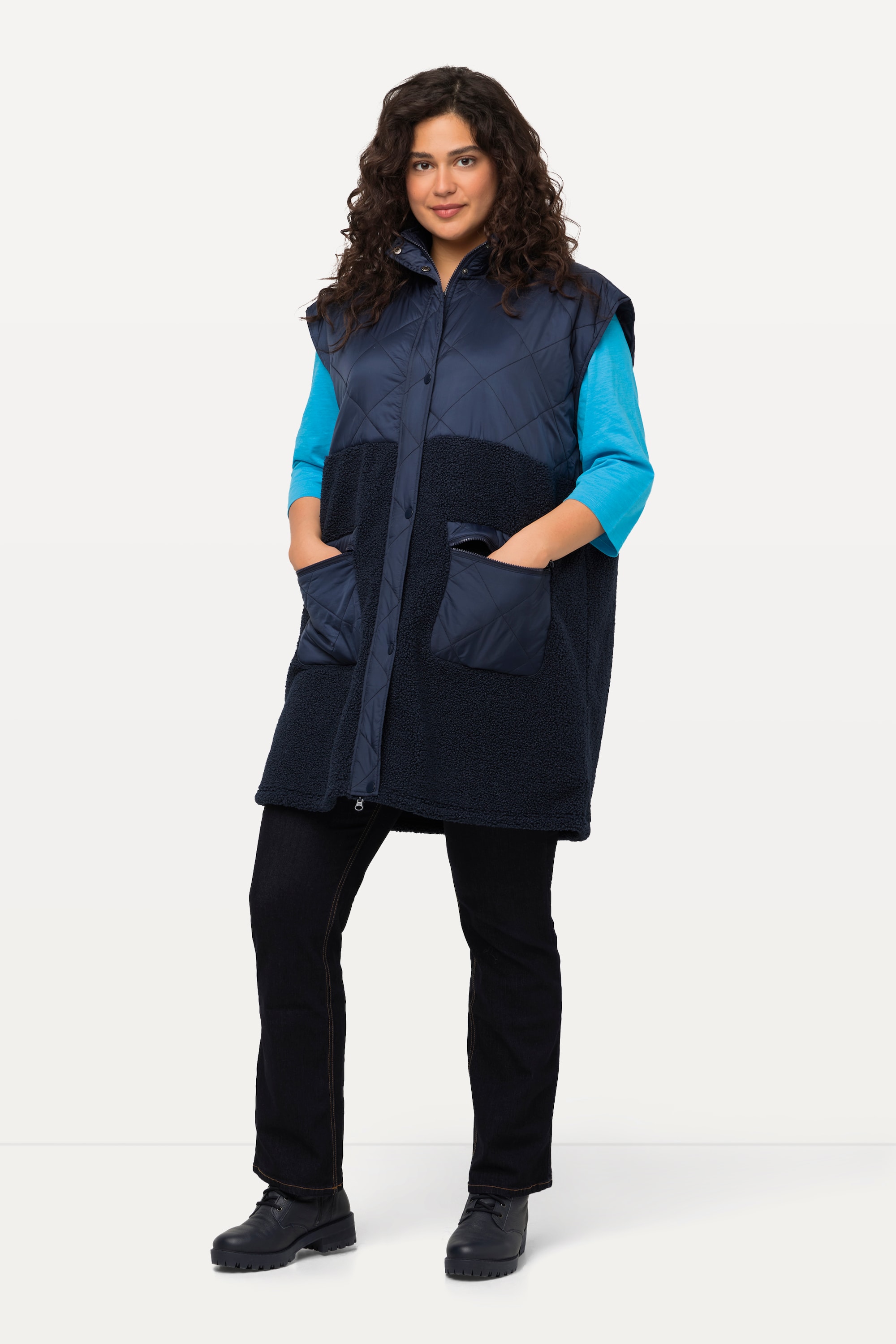 Veste en polaire bouclée à col montant et, ULLA POPKEN