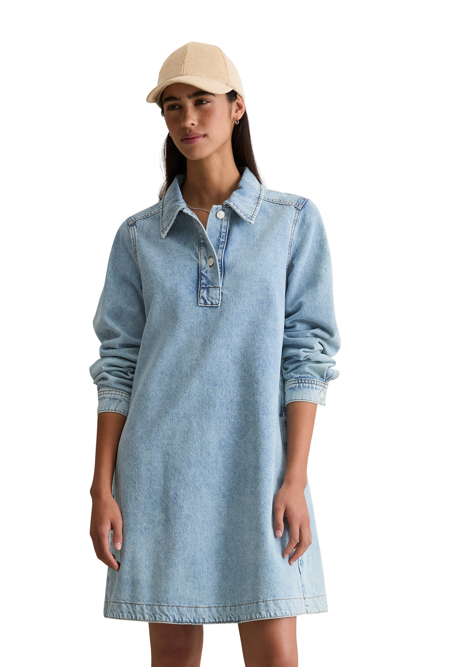 Robe courte en jean flare en denim rigide, MARC O’POLO DENIM