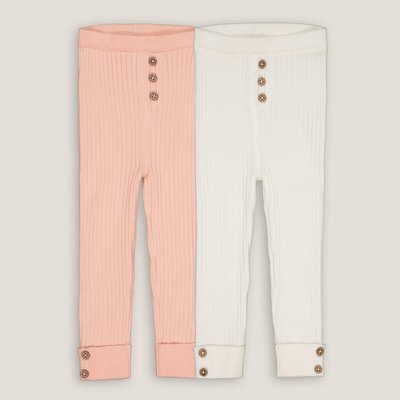 Pack of 2 Leggings in Ribbed Cotton Mix LA REDOUTE COLLECTIONS