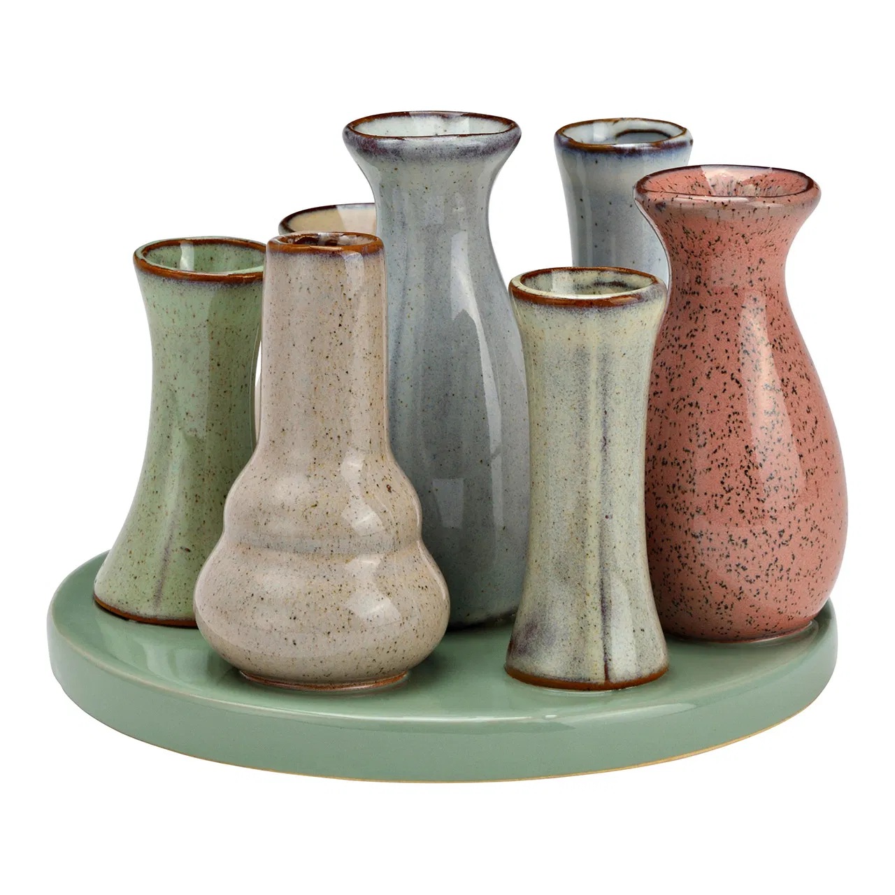 Petits Vases sur un plateau en ceramique, EDEN
