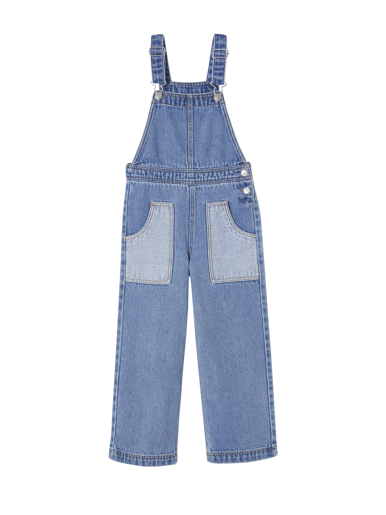 Salopette en jean large poches contrastées DENIM FABRIC, VERTBAUDET
