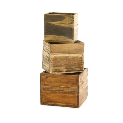 Caisse de rangement gigogne bois recyclé Noldor (lot de 3) COULEURS DES ALPES